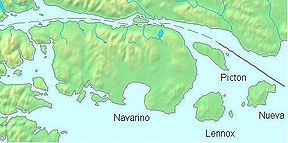 Carte de l'île Navarino où est situé le parc