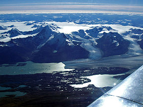 Vue aérienne du glacier Upsala