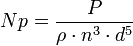 Np = \frac{P}{\rho \cdot n^3 \cdot d^5}