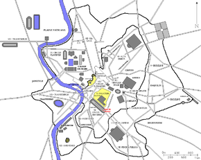 Localisation de l'Autel de Consus dans la Rome antique (en rouge)