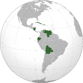 Bolivarian Alliance for the Peoples of Our America (orthographic projection) Without Honduras.svg
