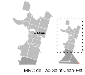 Localisation du TNO de Mont-Apica dans la MRC de Lac-Saint-Jean-Est