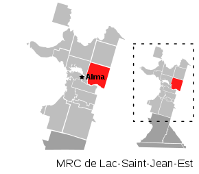 Localisation de Saint-Nazaire dans la MRC de Lac-Saint-Jean-Est