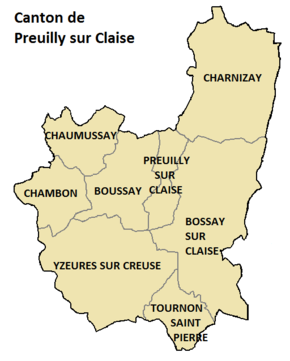 Canton localisation des communes Preuilly