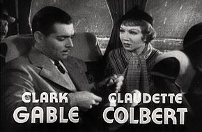 Clark Gable and Claudette Colbert in It Happened One Night film trailer.jpg