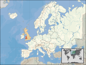 Localisation du pays de Galles en Europe