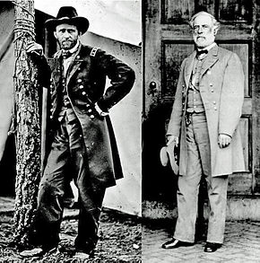 Portraits du nordiste Ulysses S. Grant et du sudiste Robert Lee