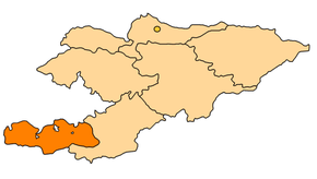 Carte du Kirghizistan mettant en évidence la province de Batken