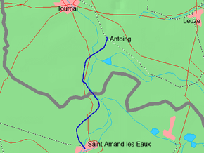 La ligne Saint-Amand-les-Eaux - Maulde-Mortagne continuait autrefois jusqu'en Belgique, ou cette section était nommée ligne 88.