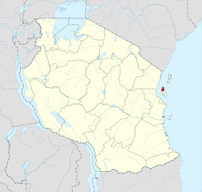 Localisation de la région de Unguja Nord (en rouge) à l'intérieur de la Tanzanie