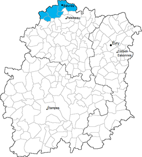 Situation du canton de Bièvres dans le département Essonne