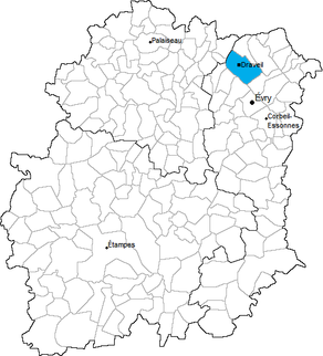Situation du canton de Draveil dans le département Essonne