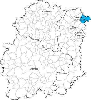 Situation du canton d'Épinay-sous-Sénart dans le département Essonne