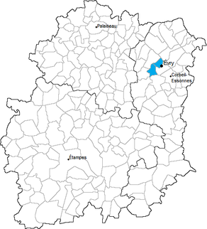 Situation du canton d'Évry-Nord dans le département Essonne