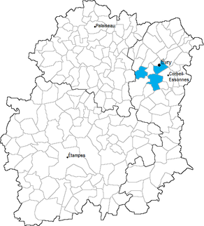 Situation du canton d’Évry-Sud dans le département Essonne