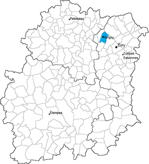 Situation du canton de Grigny dans le département Essonne