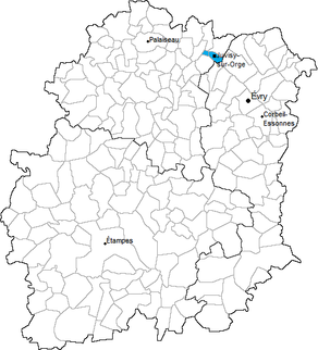 Situation du canton de Juvisy-sur-Orge dans le département Essonne