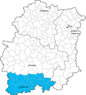 Situation du canton de Méréville dans le département Essonne