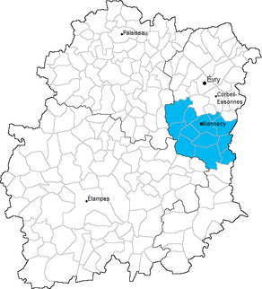 Situation du canton de Mennecy dans le département Essonne