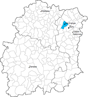 Situation du canton de Ris-Orangis dans le département Essonne