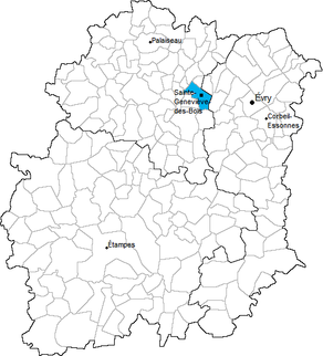 Situation du canton de Sainte-Geneviève-des-Bois dans le département Essonne