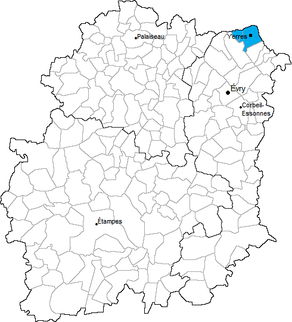 Situation du canton d’Yerres dans le département Essonne