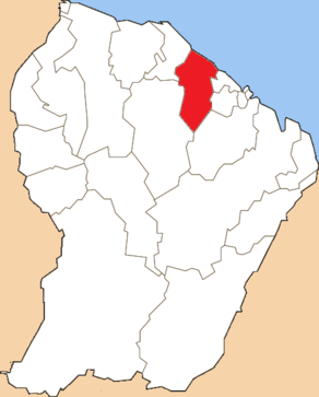 Situation du canton de Kourou dans le département Guyane
