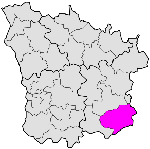 Situation du canton de Luzy dans le département Nièvre