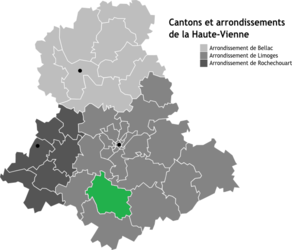 Situation du canton de Nexon dans le département Haute-Vienne