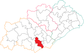 Situation du canton de Béziers-2 dans le département Hérault