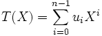 T(X)=\sum_{i=0}^{n-1} u_iX^i