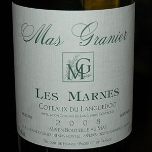 2008 Mas Granier Les Marnes Coteaux du Languedoc.jpg