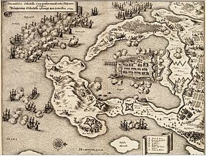Bataille navale et Siege d Orbitello 1646.jpg