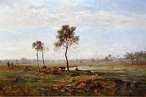 Paysage avec un étang(vers 1850 - tableau dédicacé à Mme Fromentin)