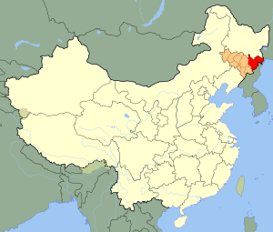 Yanbian (en rouge) dans la province de Jilin (en orange)