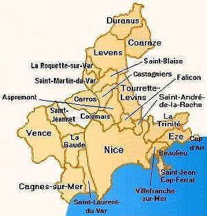 Carte de Nice Côte d'Azur.
