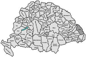Map highlighting comitat de Csík comté du royaume de Hongrie