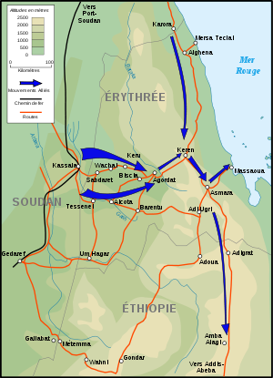Carte de la campagne d'Érythrée