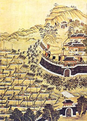 La flotte japonaise à l'assaut de Pusan en 1592.