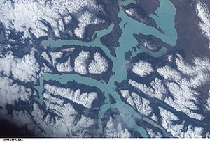 Le lac O'Higgins/San Martín vu par satellite