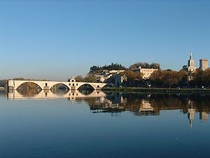 Le pont d'Avignon depuis l'île de la Barthelasse