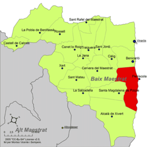Localisation de Peñíscola dans le Baix Maestrat