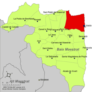 Localisation de Vinaròs dans le Baix Maestrat