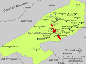 Localisation de Palomar dans la Vall d'Albaida