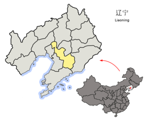 Localisation de la préfecture d'Anshan (en jaune)
