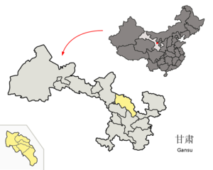 Localisation de la préfecture de Baiyin (en jaune)