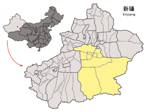 Localisation de la préfecture de Bayin'gholin (en jaune)