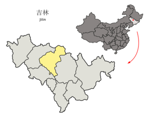 Localisation de la préfecture de Changchun (en jaune)