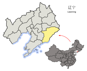 Localisation de la préfecture de Dandong (en jaune)