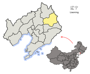 Localisation de la préfecture de Fushun (en jaune)